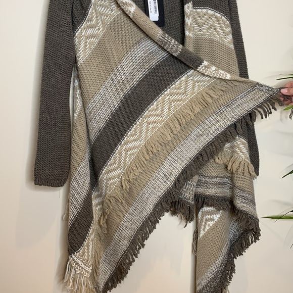 Lola || NWT Made in Italy Open Front Fringe Waterfall Knit Cardigan Sweater S - Picture 9 of 17